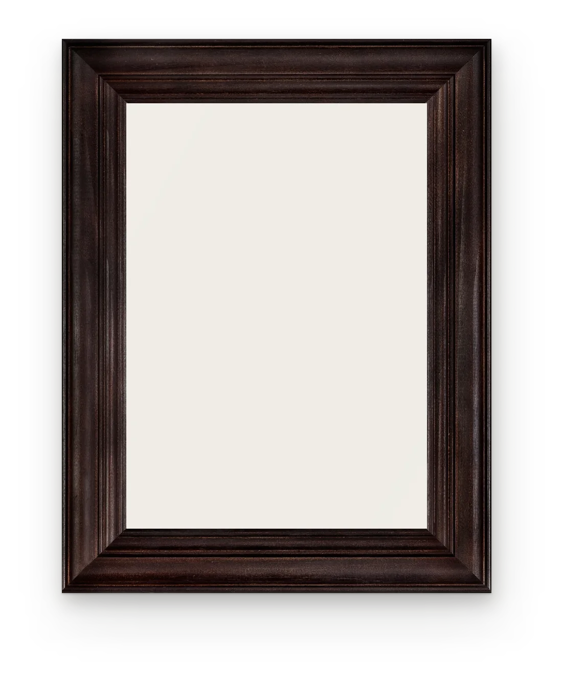 An empty dark walnut frame.